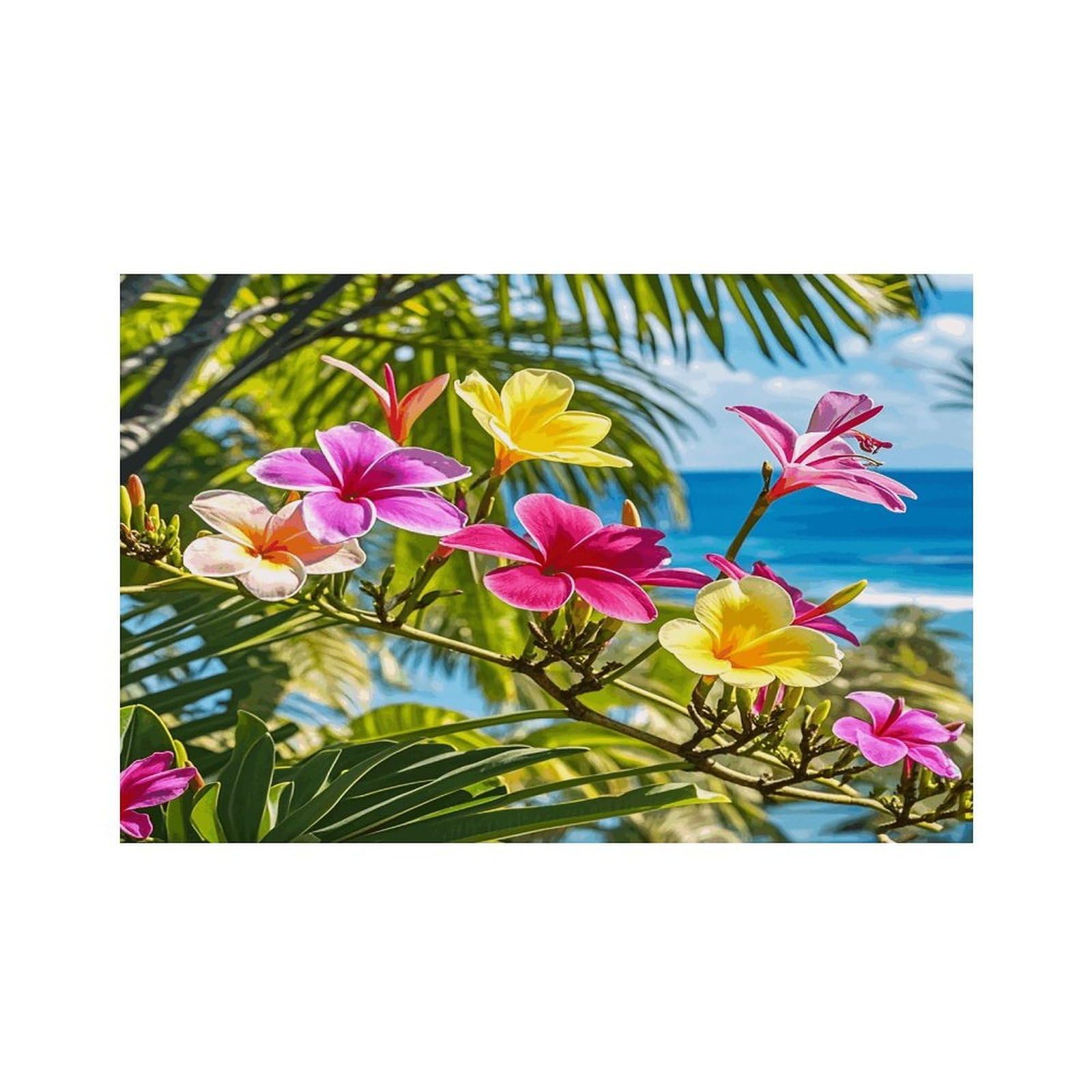 Hawaii Flower Placemats Heat Resistant Non-Slip Place Mats Washable Wipeable Table Mat Kitchen Dining Table Decoration Placemats Indoor Outdoor Place Mats 17.7’’×11.8’’