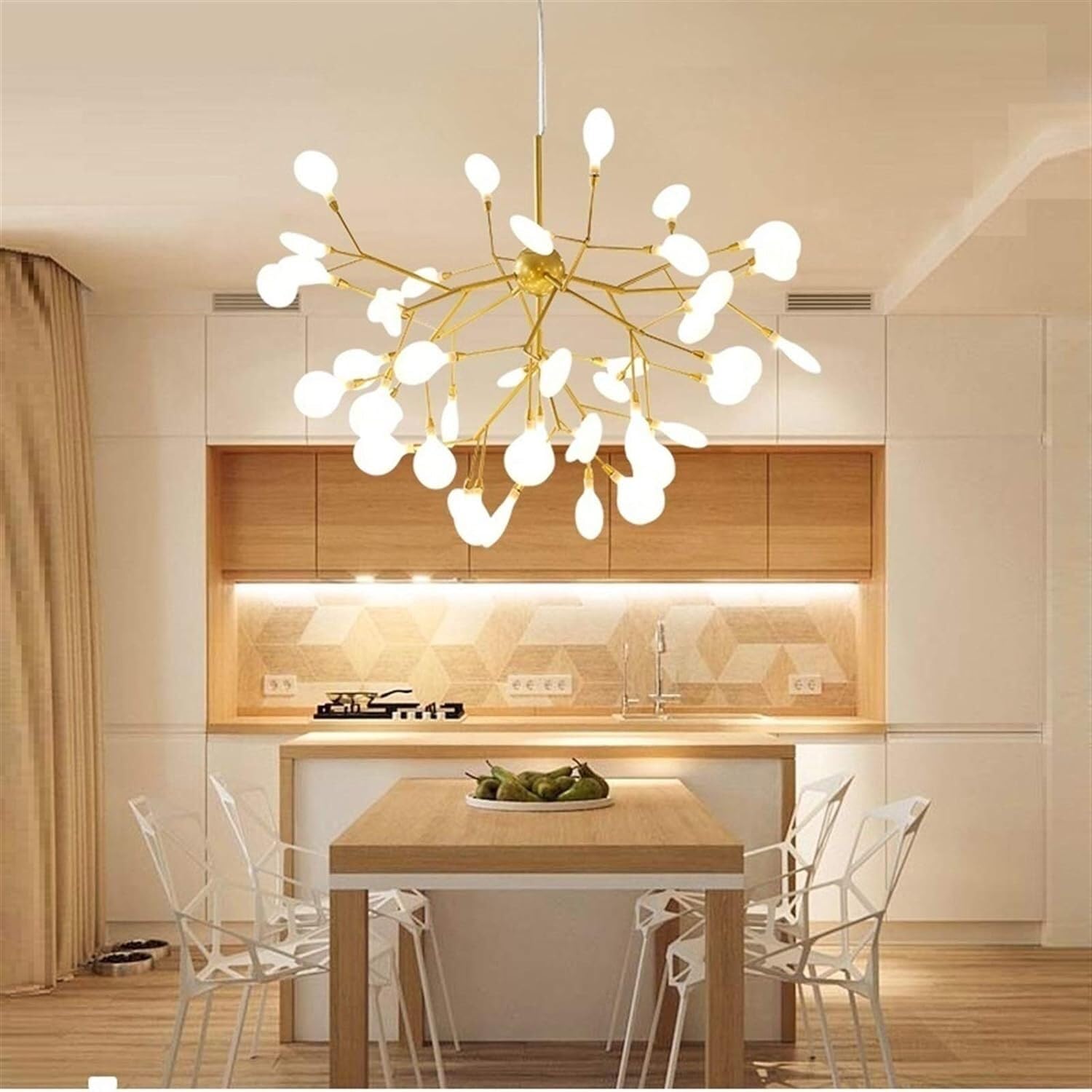 Plafonnier luciole LED or éclairage suspendu branche moderne - 5