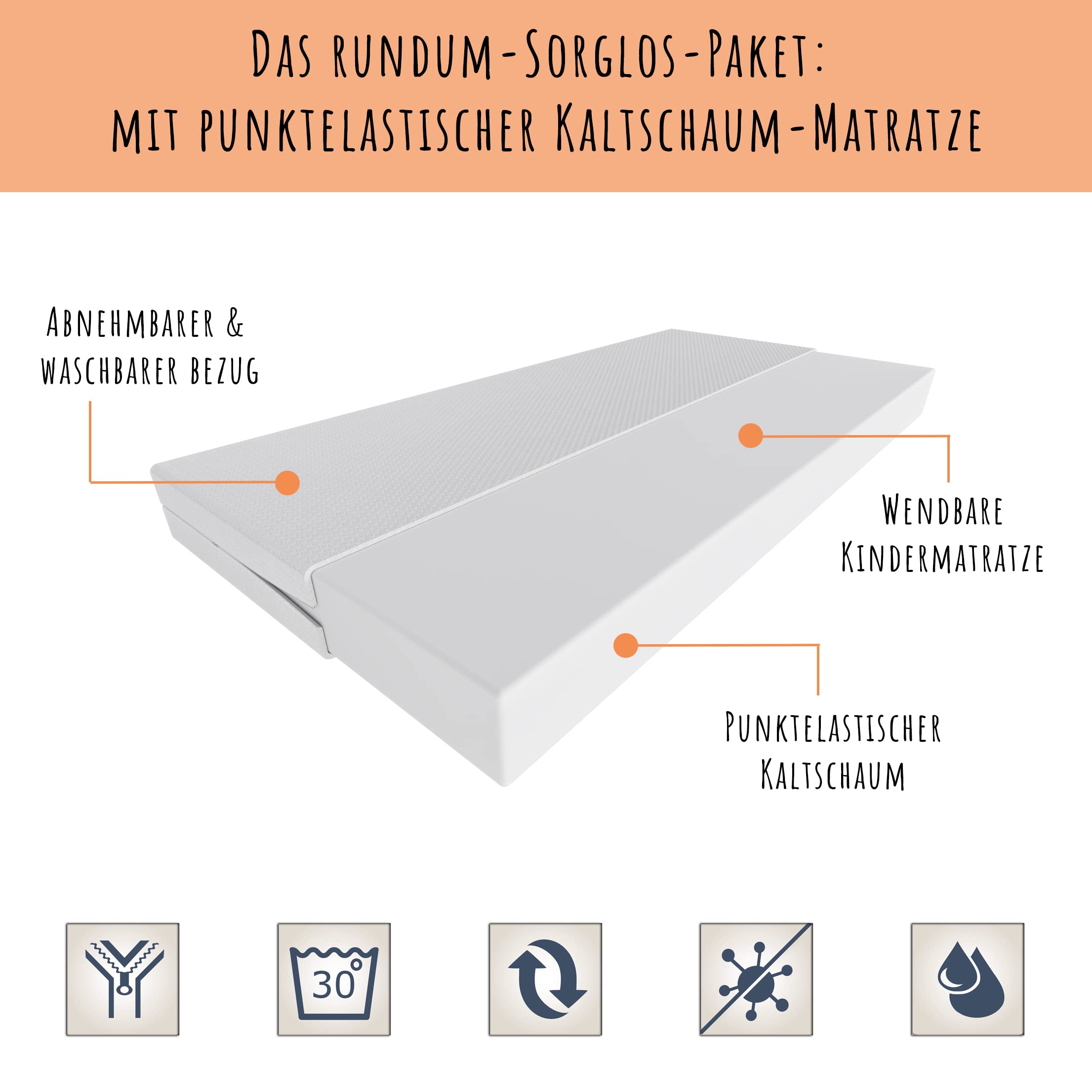 Kids Collective Kinderbett Mädchen Jugendbett 80x160 cm mit Matratze Rausfallschutz & Schublade | Prinzessin Kinder Sofa Couch Bett umbaubar rosa weiß | von 3. bis 10. Lebensjahr