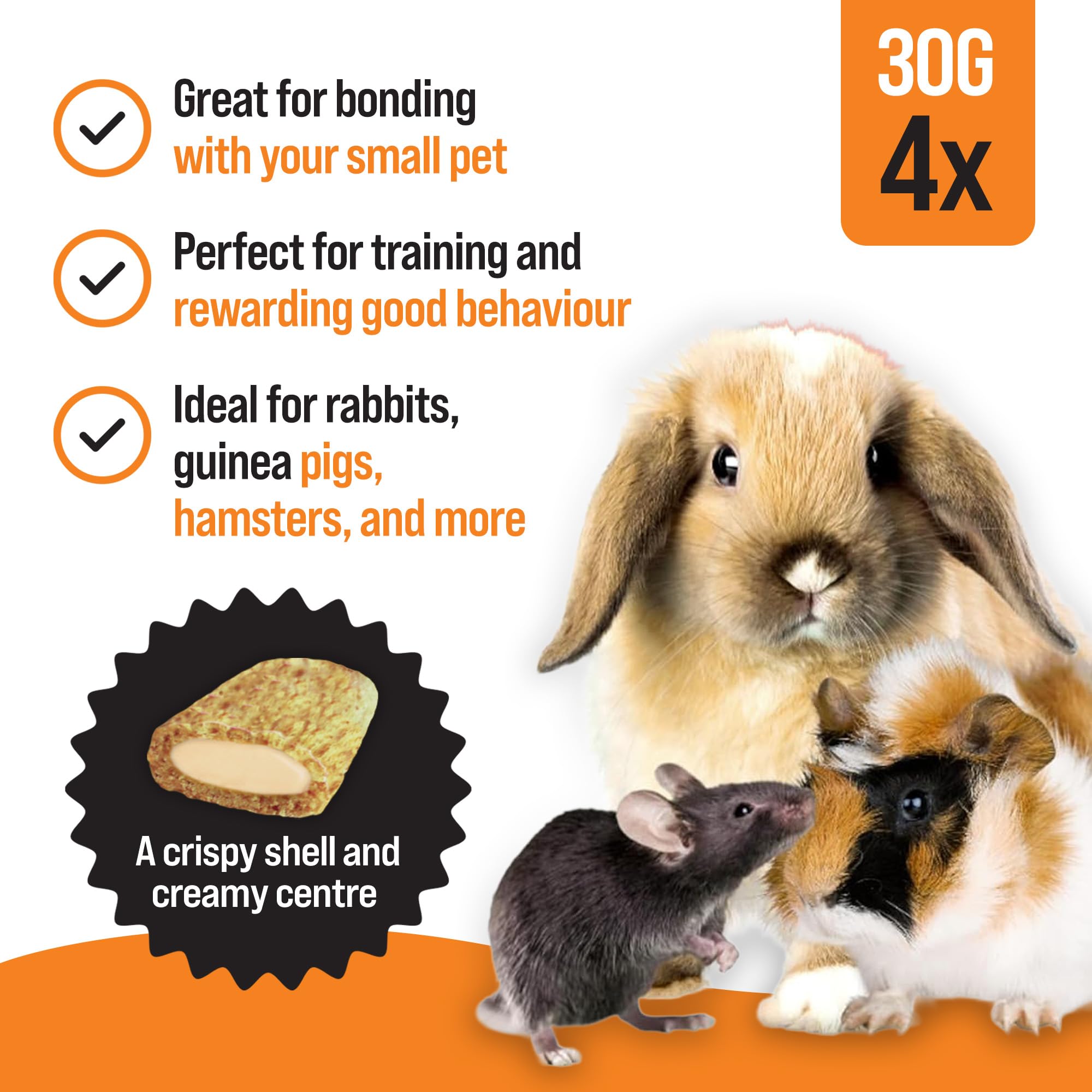 VETIQ Nibblots Treats Variety Pack with Added Vitamins in a Soft Chewy Centre for Small Animals, Suitable For Rabbits, Guinea Pigs & Hamsters, 30 g (Pack of 4) - 5