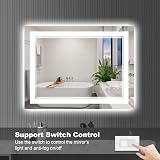 ISTRIPMF 40 x 32 Inch LED Bathroom Mirror, Front Light and Backlit Anti-Fog Dimmable Memory Lighted Vanity Mirror, Shatterproof Wall-Mounted Led Mirror for Bathroom