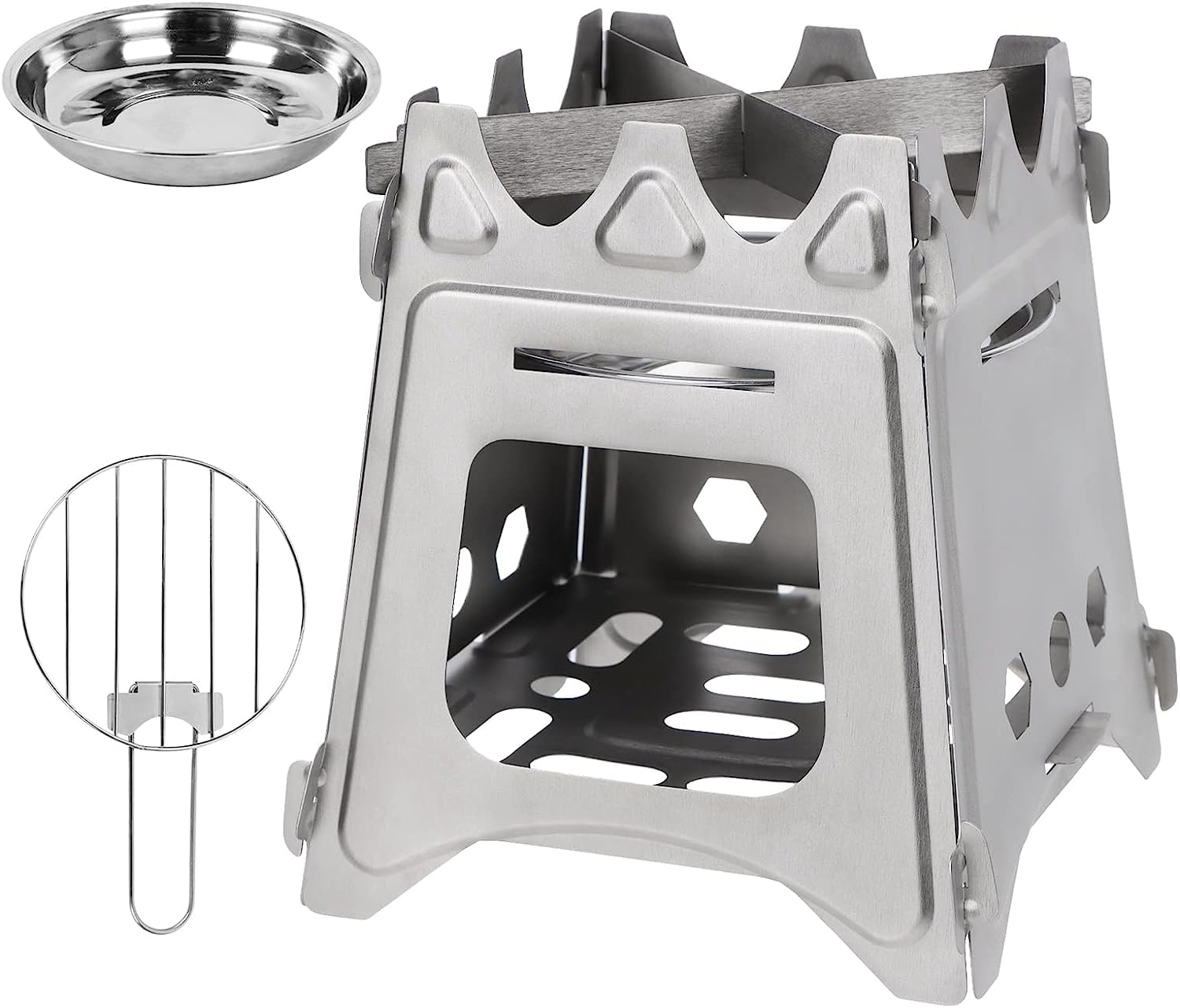 Camping Titanium Stove,Wood Stove Portable Wood Camping Stove,Lightweight Portable Wood Burning Camping Stove Trapezoidal (Titanium)