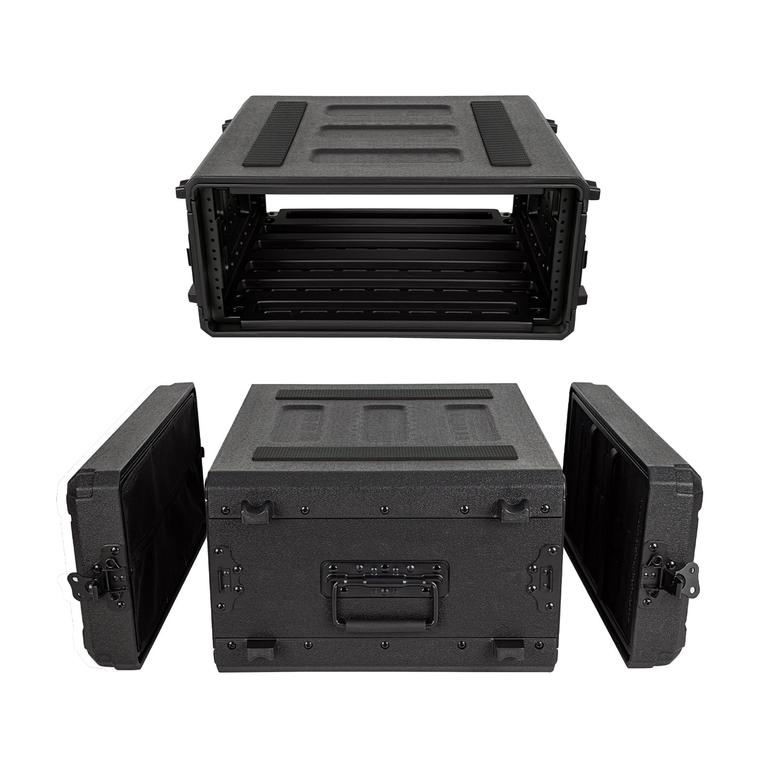 4U Rack Case Shallow 16" Depth, 19" Rackmount Flight Road Travel Case, Waterproof Protective Hard Case with Customized Foam, Wireless Mic System Storage/Amp/Effect/DJ Mixer