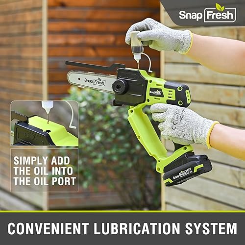 Vista 15 de SnapFresh Mini motosierra inalámbrica, portátil de 5 pulgadas, motosierra eléctrica portátil, motosierra de mano con batería de 2.0 ah y cargador