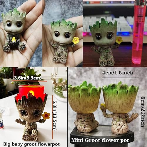 Miniatura 4 de Macetas de cara para suculentas, macetas lindas con agujero para sostener el bolígrafo para el hogar y el jardín (maceta de Groot)