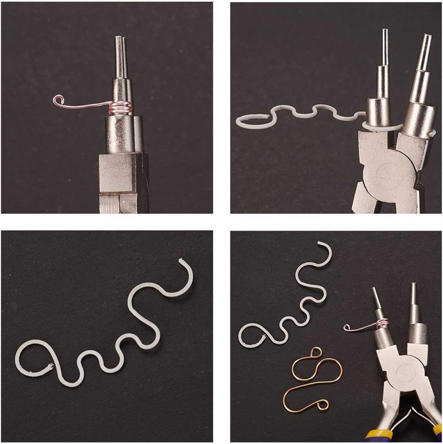 6 in 1 Bail Making Plier Jewelry Bail Pliers Tool 5.7" Long Nylon Nose Pliers with Polished Steel Head Comfort Grip Handle for 3mm to 10mm Loops and Jump Rings