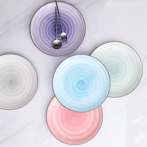 Miniatura 3 de Selamica Platos llanos de cerámica de 10 pulgadas, platos grandes de ensalada de postre, plato de porcelana para aperitivo, panqueques, filete,