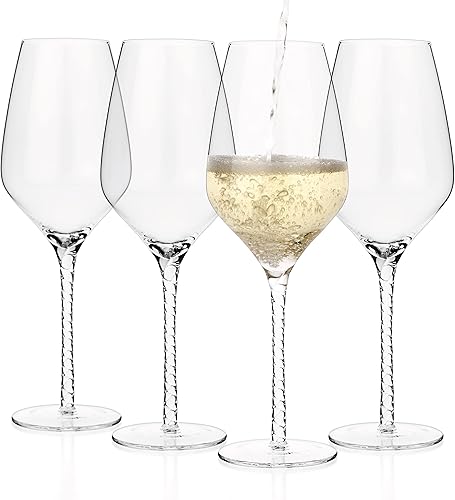 LUXBE - Copas de cristal de vino de 19 onzas, juego de 4 - Copas grandes para vino tinto o blanco - Vaso 100% sin plomo - Pinot Noir - Borgoña -
