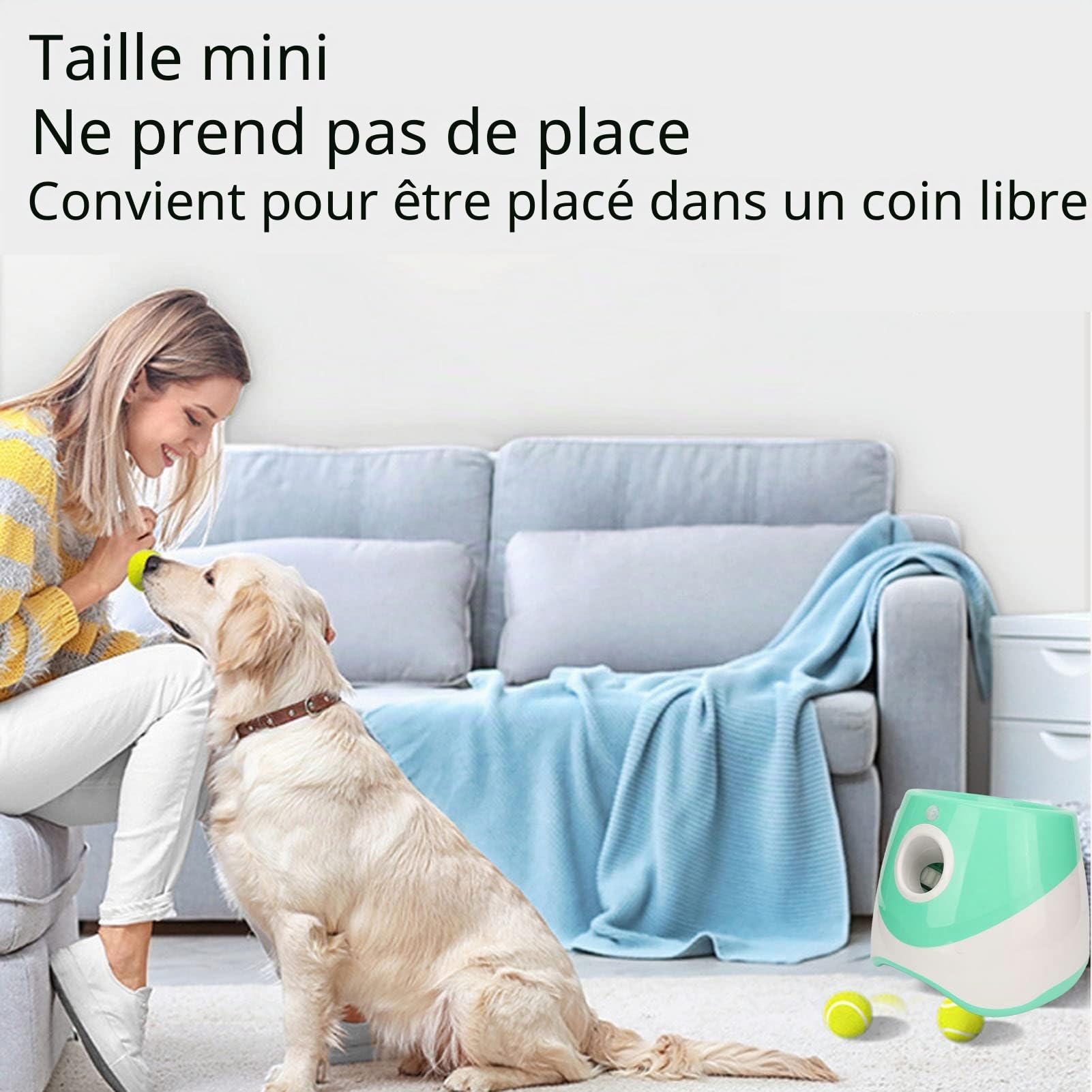 Lanceur Automatique De Balle Pour Chien, Lanceur De Balle Interactif Rechargeable à 3 Modes Pour Intérieur Et Extérieur Avec 3 Distances De Lancement Pour Chiens De Petite Et Moyenne Taille, Intérieur