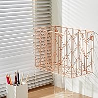Vista 5 de Hanging rose gold file organizer with 12 letter sized hanging folders, file basket, file box, storage box, office and school supplies