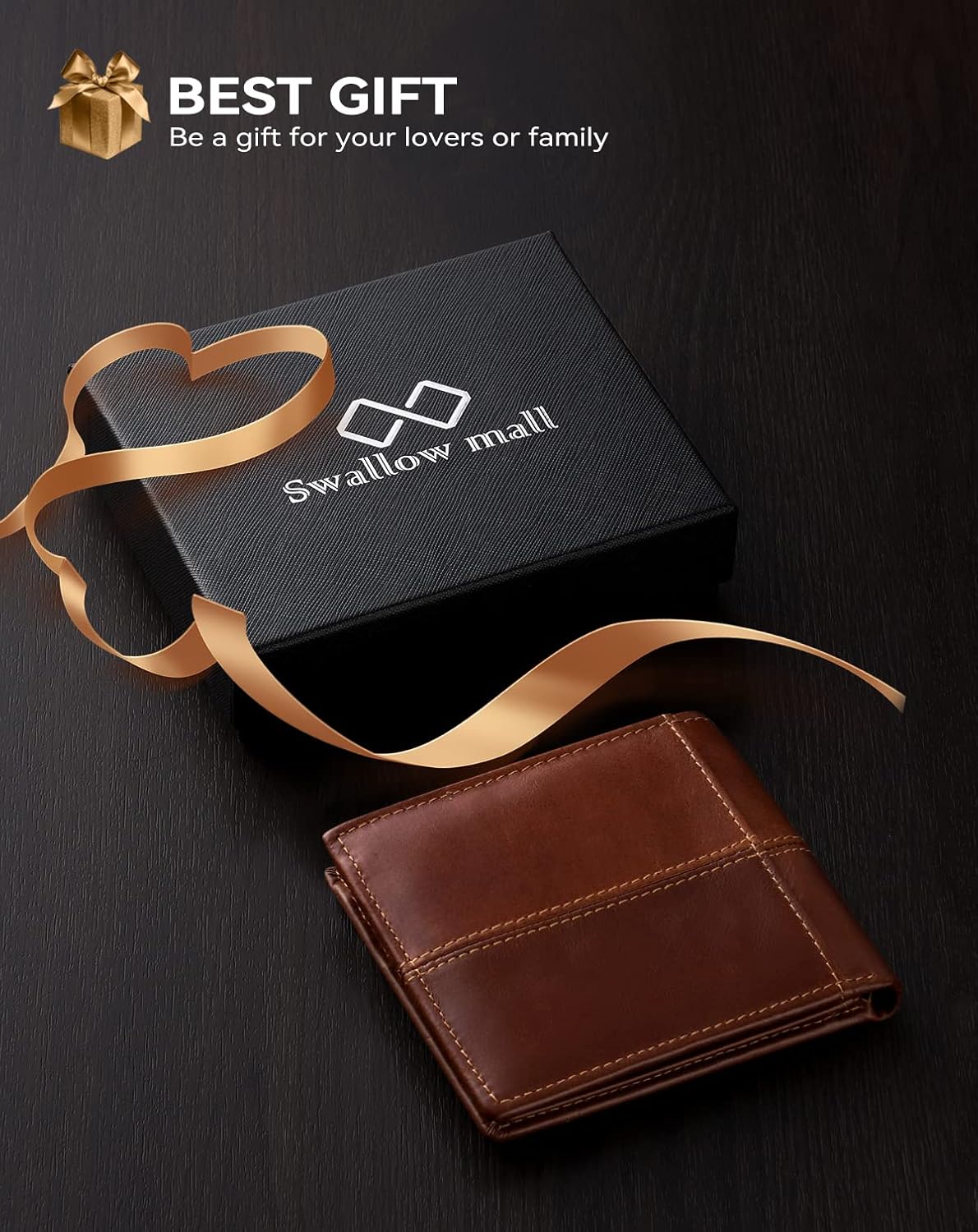 Swallowmall Mens Wallet Rfid Blocking Genuine Leather Bifold Wallets with 1 ID Window 15 Card Slots - Image 7