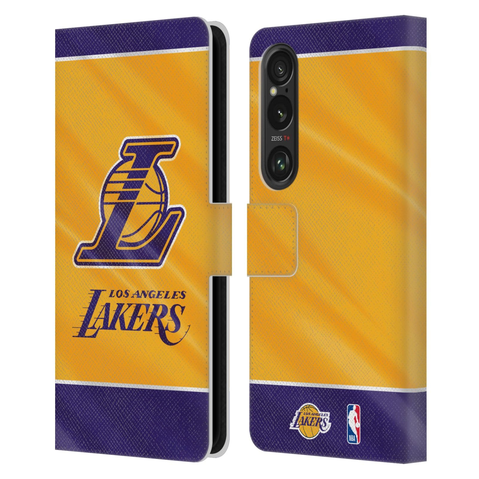 Officially Licensed NBA Horizontal Banner Los Angeles Lakers Leather Wallet Case Compatible with Sony Xperia 1 VI 5G