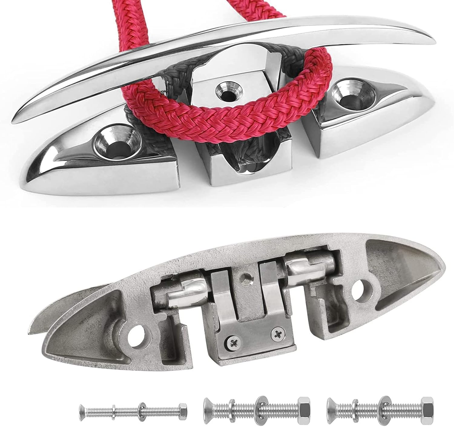 1 Pack of 6 Inch 316 Stainless Steel Folding Cleat,Flip Up Dock Cleat,Boat Cleats Stainless Steel,Marine Dock Cleat or Home Decorative