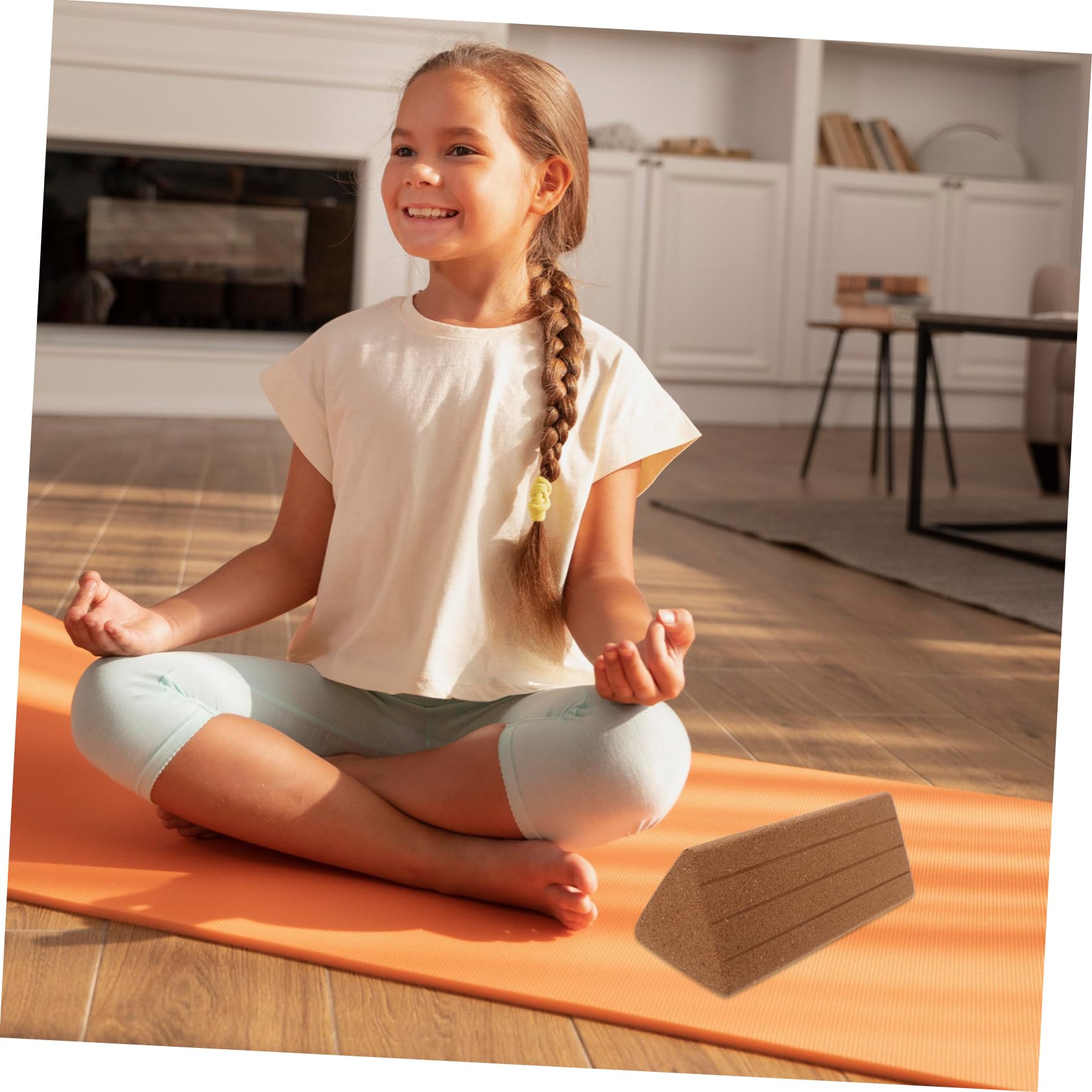 Bloque de Yoga Triangular de Corcho para Niños, Amarillo