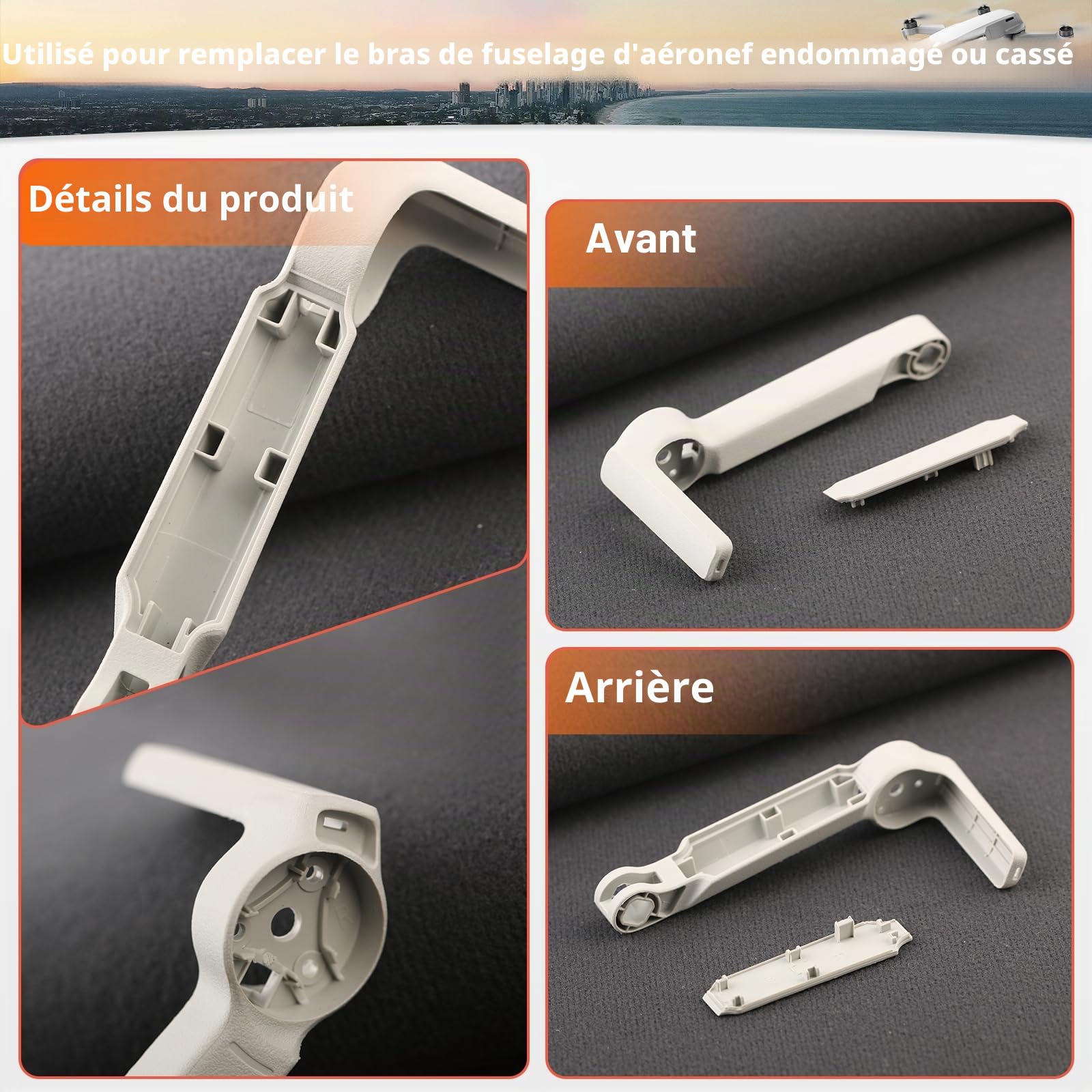 Bras de Rechange sans Moteur pour DJI Mini 2/Mini/Mini SE Coque de Bras de Réparation pour DJI Mini 2/Mini/Mini SE Drone (Avant Droit)