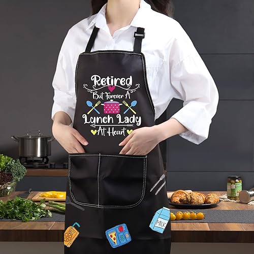 Miniatura 3 de JXGZSO Almuerzo para dama, regalo para dama, delantal de almuerzo, regalo de apreciación escolar, delantal de cocinero para trabajadores de