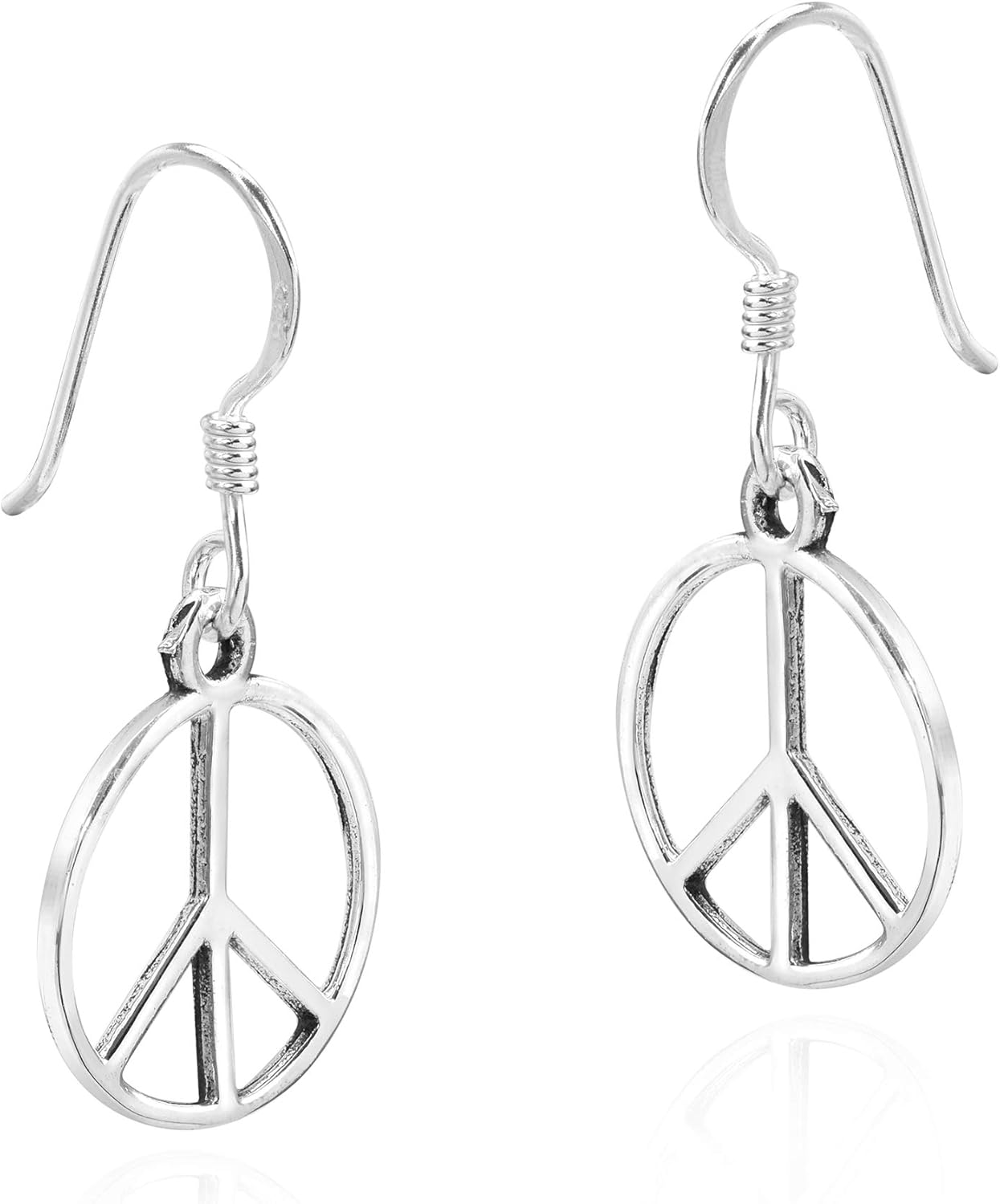 AeraVida 925 Sterling Silver Peace Symbol Dangle Earrings | Minimalist Fashion Earrings for Women - Image 2