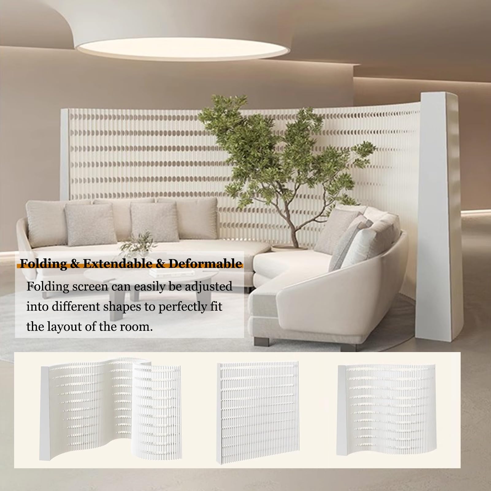 Divisori per ambienti, Parete divisoria in carta deformabile alta 6, 56 piedi, lunghezza 3(Brown,2x1-2 m/6.56x3.28-6.56 ft)