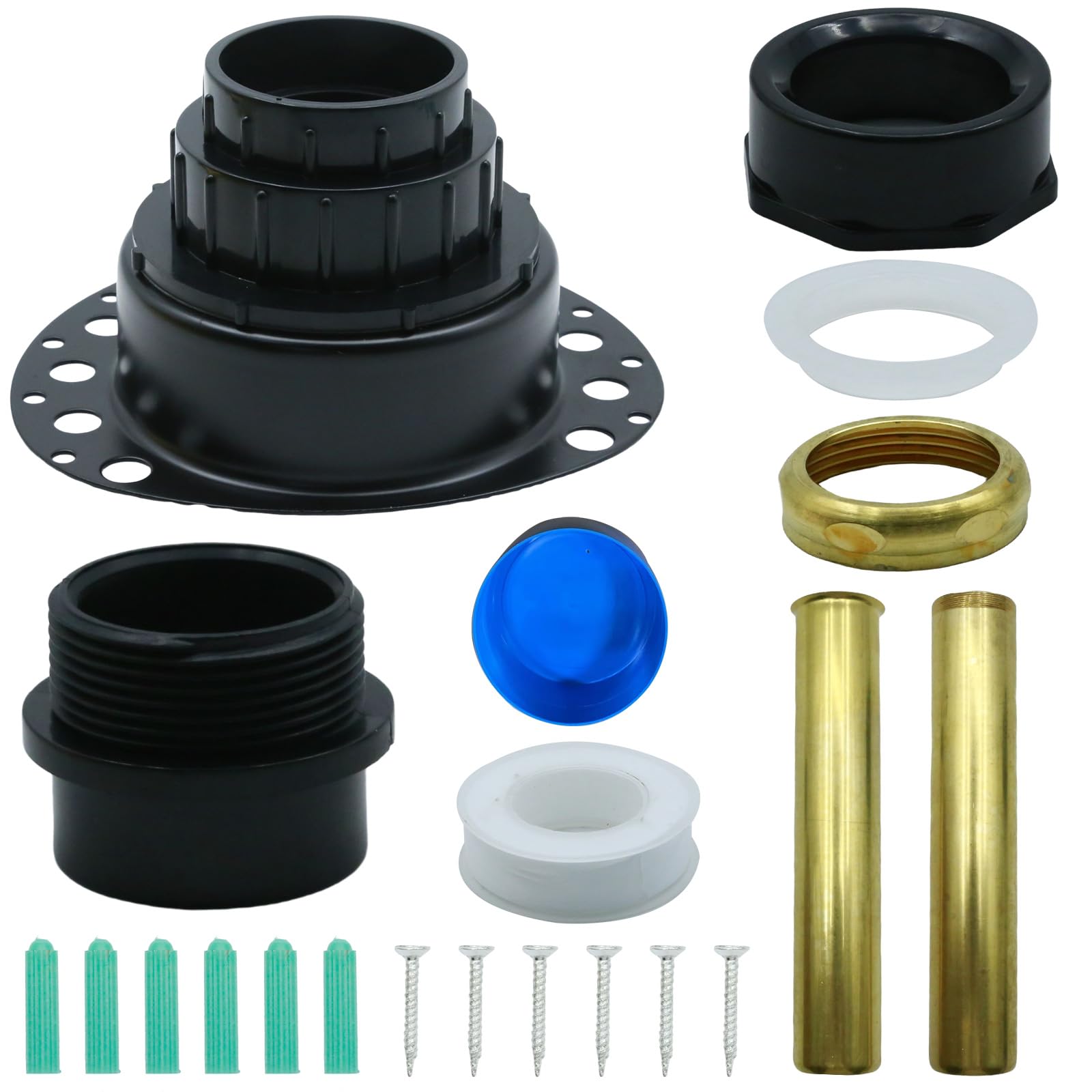 Kit de drenaje de bañera independiente VIKKSAER con tubos de latón y adaptador ABS para suelo