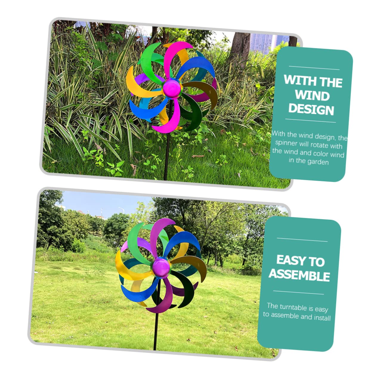 BESPORTBLE Buntes Windrad Für Junge Mädchen Regenbogen-windmühle Garten-dekor Aus Robustem Eisenmaterial Farbenfroher Spinner Für Terrasse Und Party Einfache Windanwendung