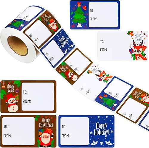 Outus 500 etiquetas de Navidad, calcomanías de Papá Noel, autoadhesivas, etiquetas de Navidad, festivales, cumpleaños, bodas, decoración de