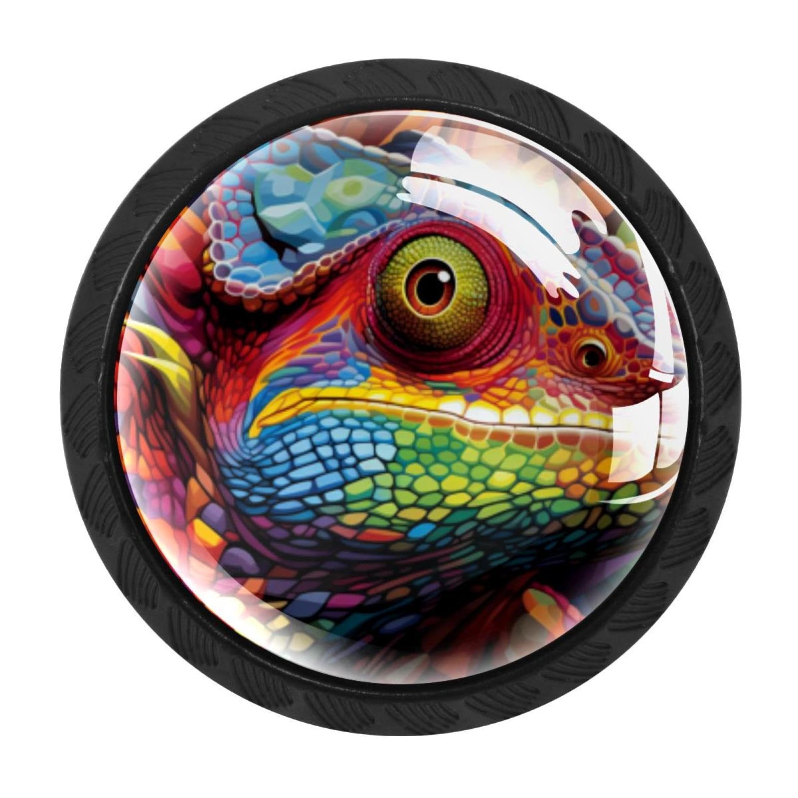 CHENZZZZ Chameleon Drawer Knobs 4 Pack Crystal Dresser Knobs 35mm Glass Cabinet Knobs for Home Office Bathroom