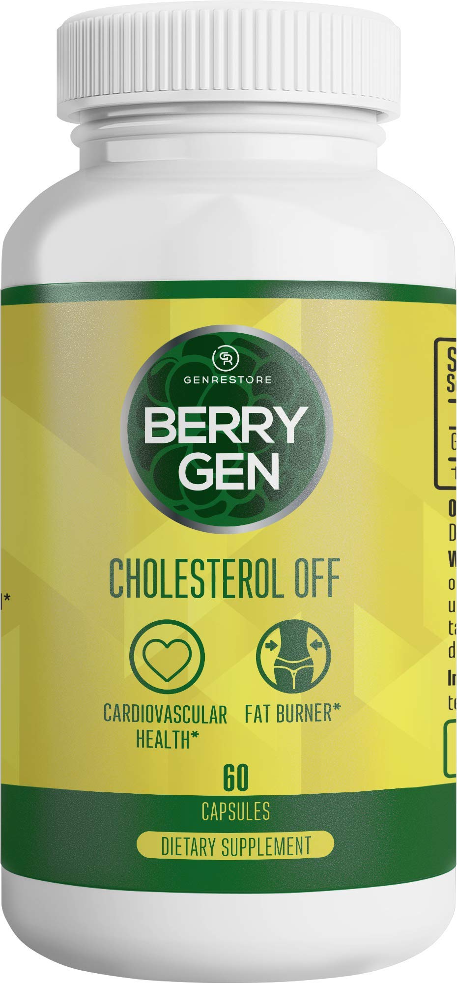 Berry Gen: Cholesterol Off Heart Health Support Herbal Supplement with Green Tea - 60 Capsules - Nat