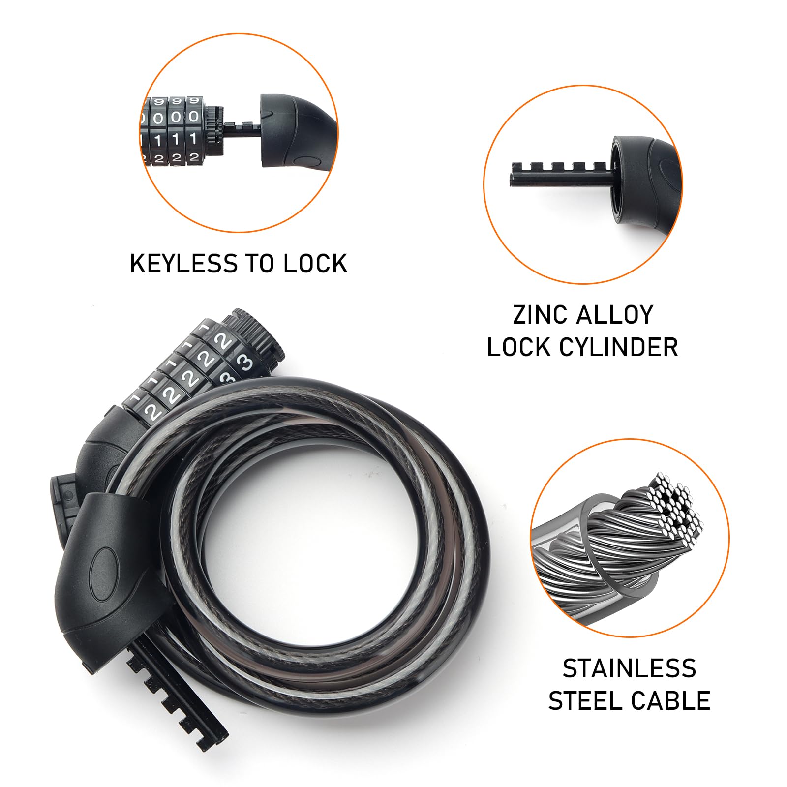 Cable Lock Electronic Bicycle Lock UVTQSSP Ft Bike Cable Lock