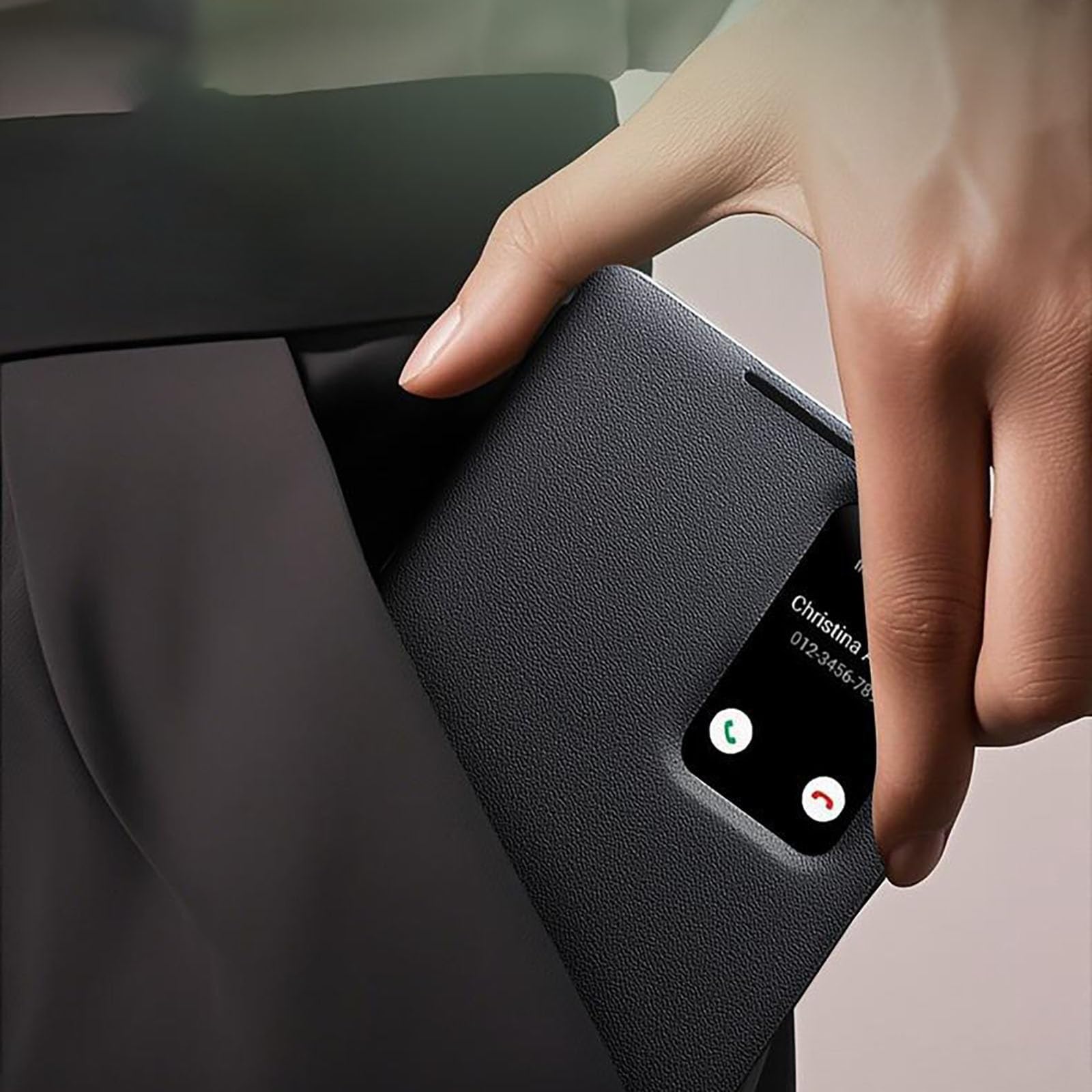 Hülle Für Samsung Galaxy S26 Ultra/S26 Plus/S26, Echtes Leder Cover Mit Auto Schlaf Anti-Rutsch Kartenfächer Hüll(Schwarz,S26)