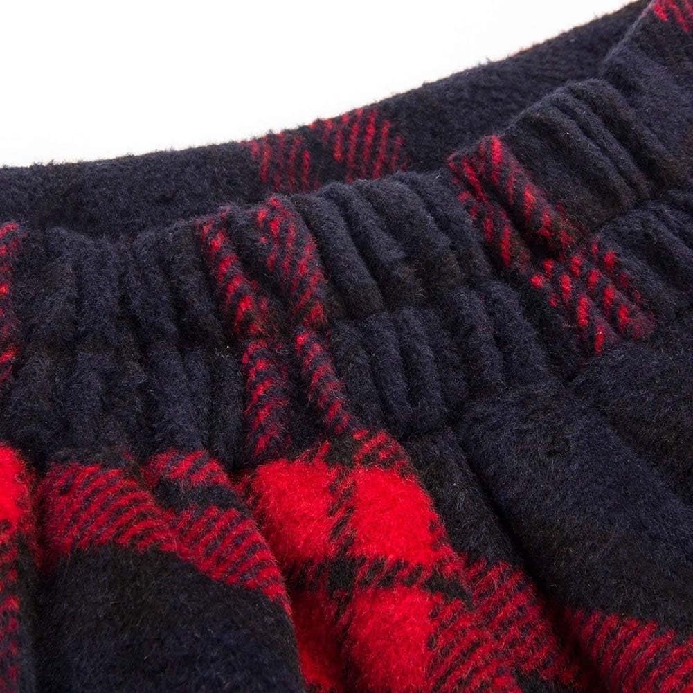 Women's Long Plaid Wool Skirt Fall Winter High Waist A-line Pleated Wool Tartan Skirts - Image 6