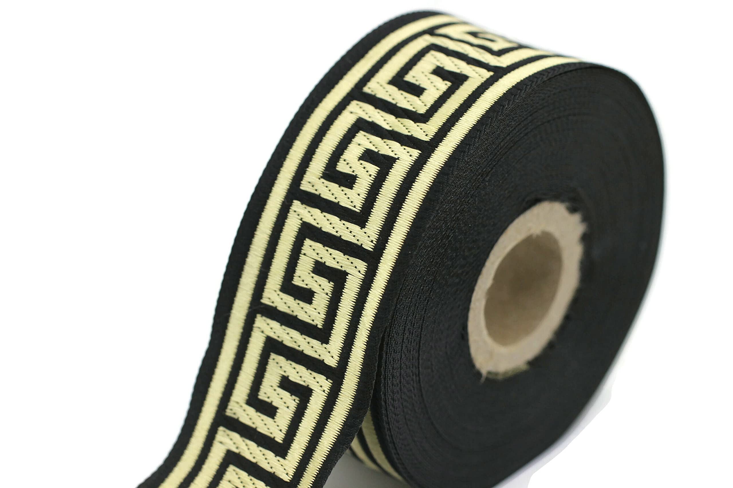 Nastro Jacquard Dorato 1.6 Cm Bobina Da 10 M Di Larghezza 3,5 Cm Di Larghezza, Nastro Jacquard Con Chiave Greca Bordeaux E Oro, In Tessuto Medievale, Per Confezioni Regalo, Decorazioni Per Feste