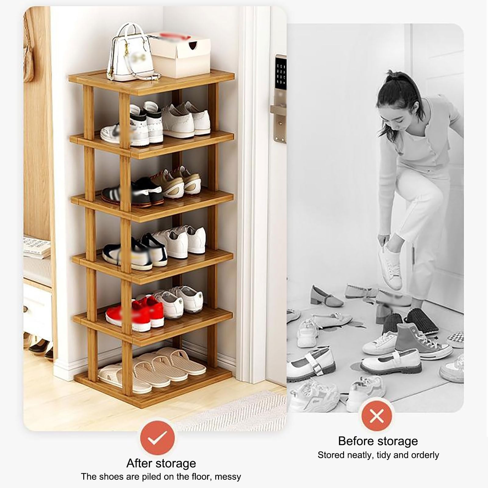 JHDXL Scarpiera Girevole, Scaffale Angolare, Portascarpe Verticale, Multifunzionale, Carosello Portascarpe Supporto, Autoportante Con Ripiani Aperti(Black,82cm/32.3in)