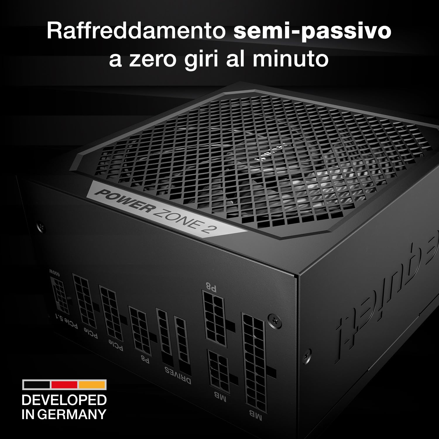 be quiet! Power Zone 2 1000W Alimentatore, Certificazione 80 Plus Platinum e Cybenetics Platinum, Raffreddamento semi-passivo, Ventola Pure Wings 3 da 140mm, angolato a 90° 12V-2x6, PCIe 5.1/ATX 3.1