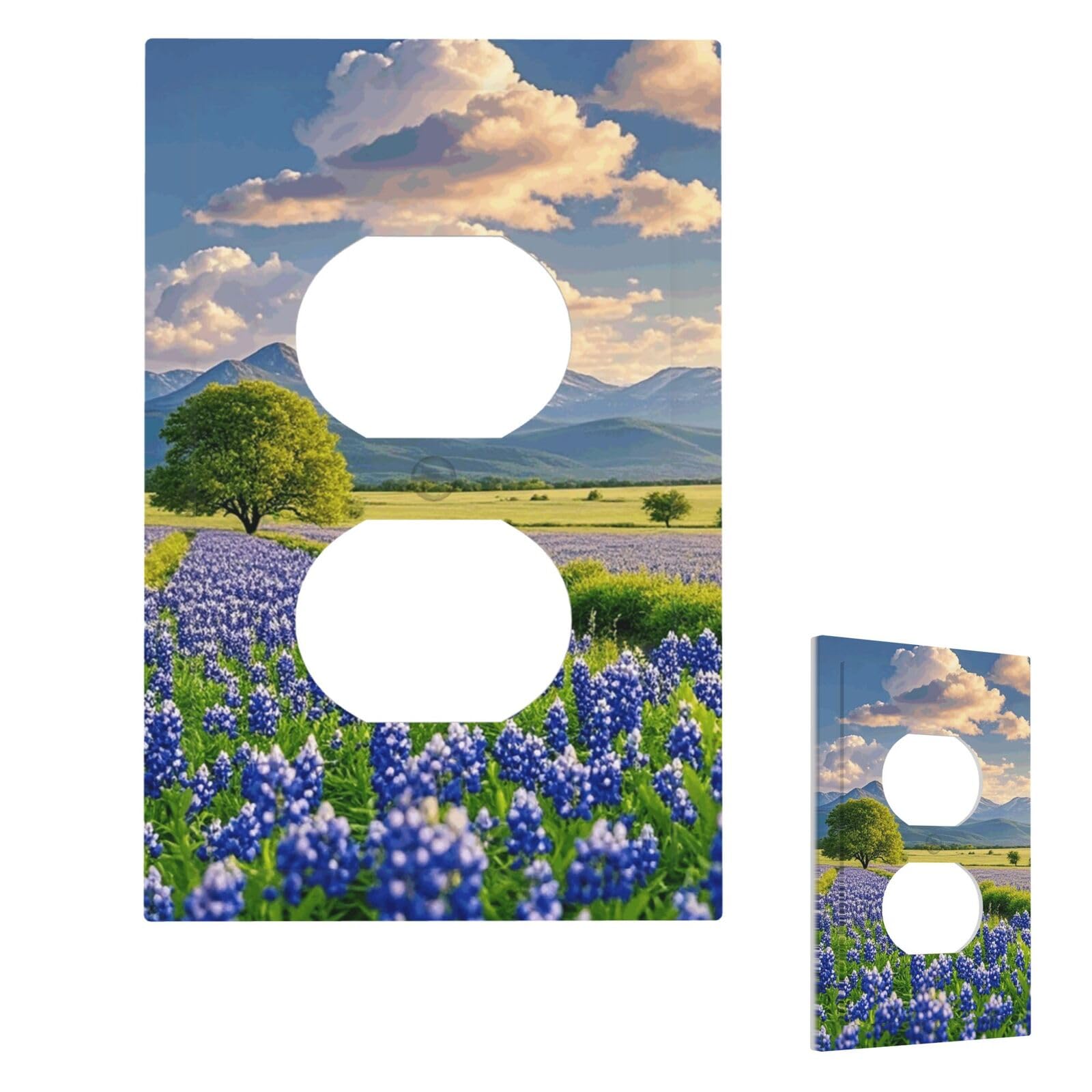 Fodpand Style S Light Switch Cover Texas Bluebonnets Scenery Wall Plate 1 Gang Switch Plate Covers Decorative Outlet Cover Electrical Receptacle Faceplate For Bathroom Kitchen Decor Wall Plates 5" X 3"
