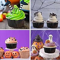 Vista 4 de 100 piezas de tazas de aluminio con tapas, 5 onzas de tazas desechables de ramekin para hornear, forros para magdalenas, mini moldes para tartas