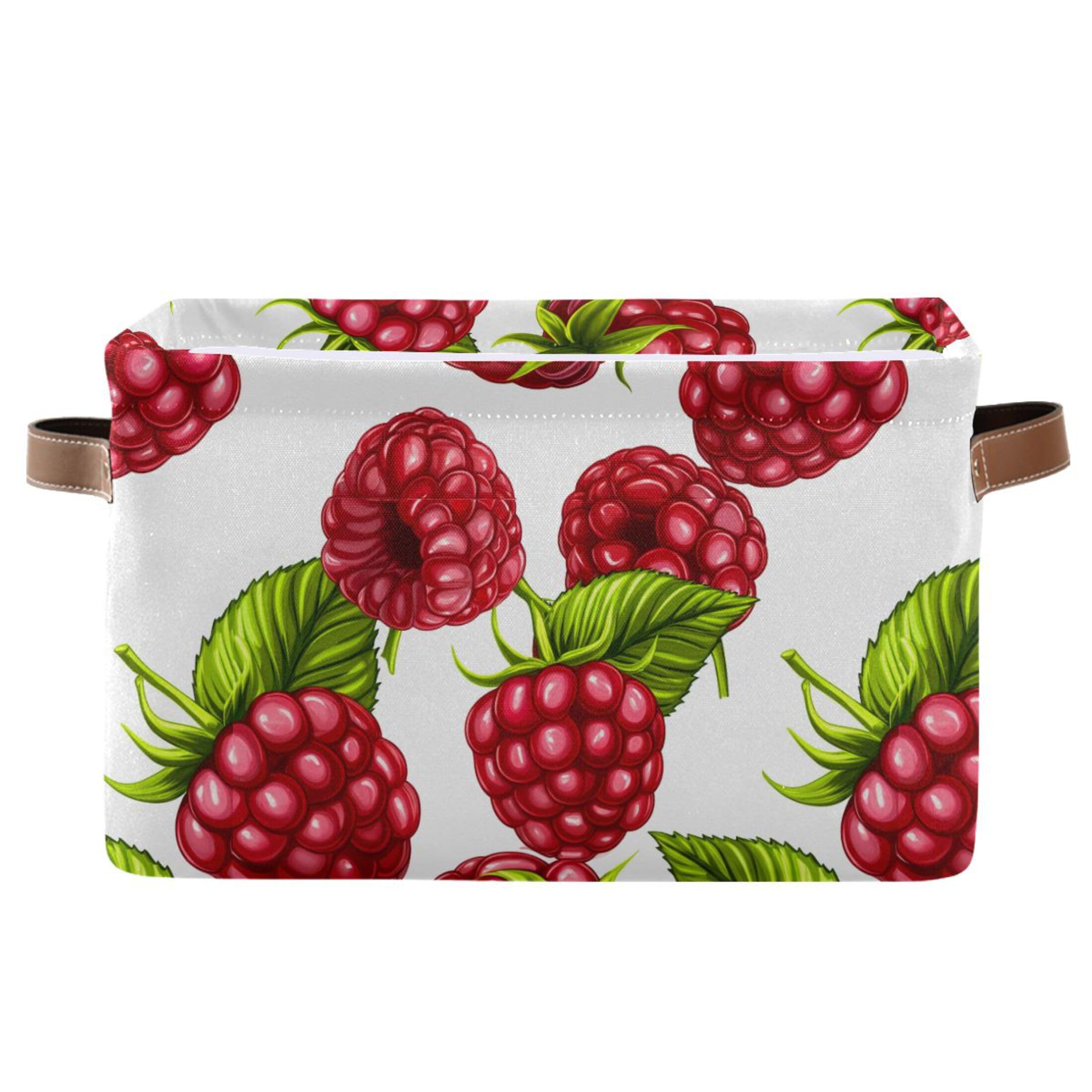Panier de rangement étanche et pliable à motif framboises pour organiser votre salle de bain