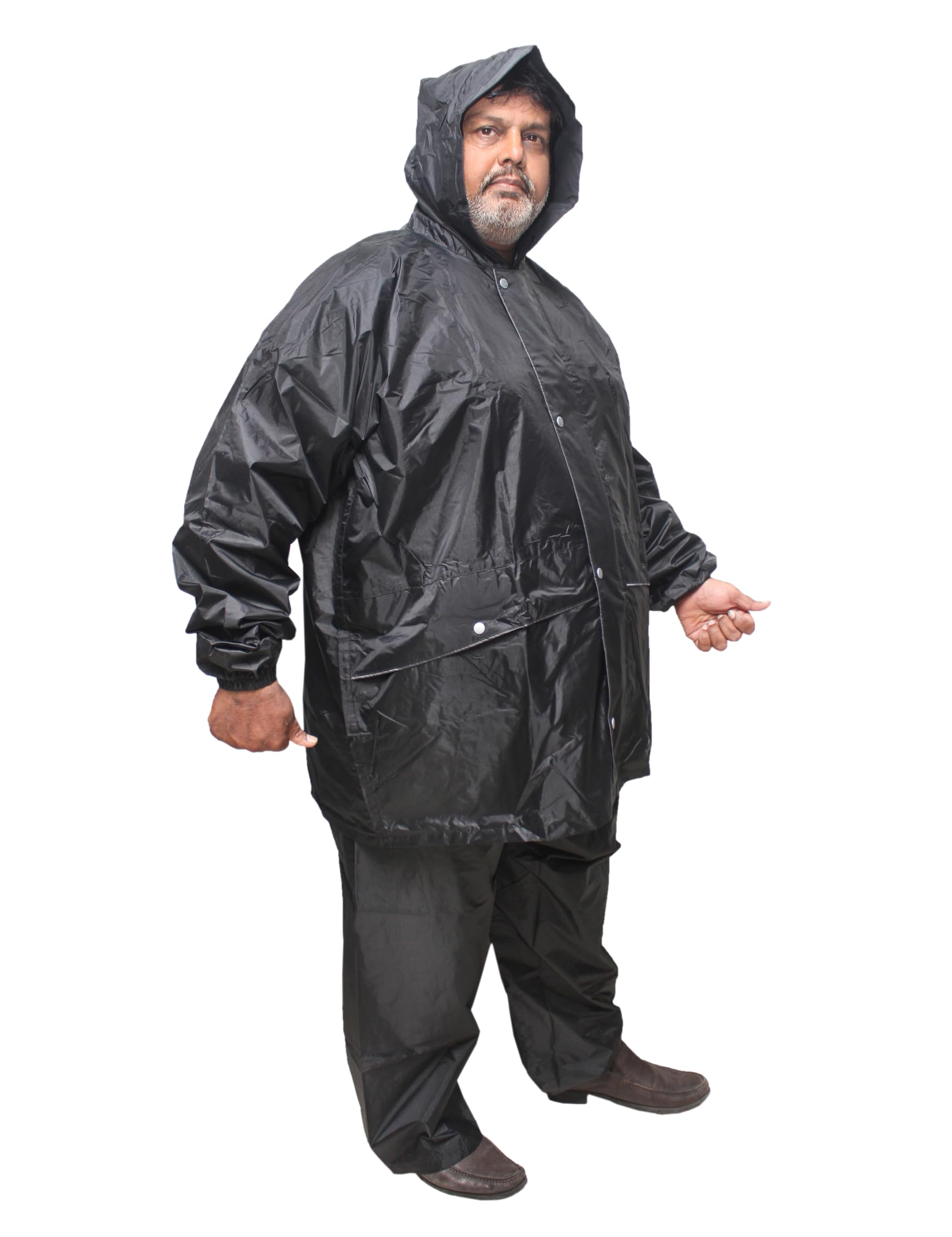 goodluck 100% Waterproof Taping Raincoat/Rainsuit/Rainwear for Men, Sturdy, Reusable, Suited for Plus Size-picture-24