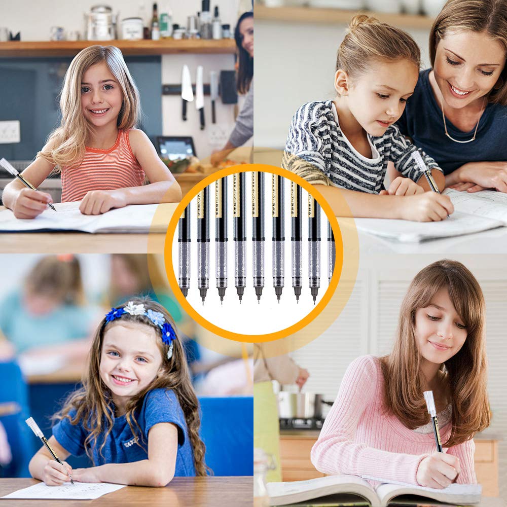 Penne A Sfera 0.5mm - 12 Pezzi Nero Intenso - Asciugatura Rapida Per Scuola E Ufficio - Foto 4