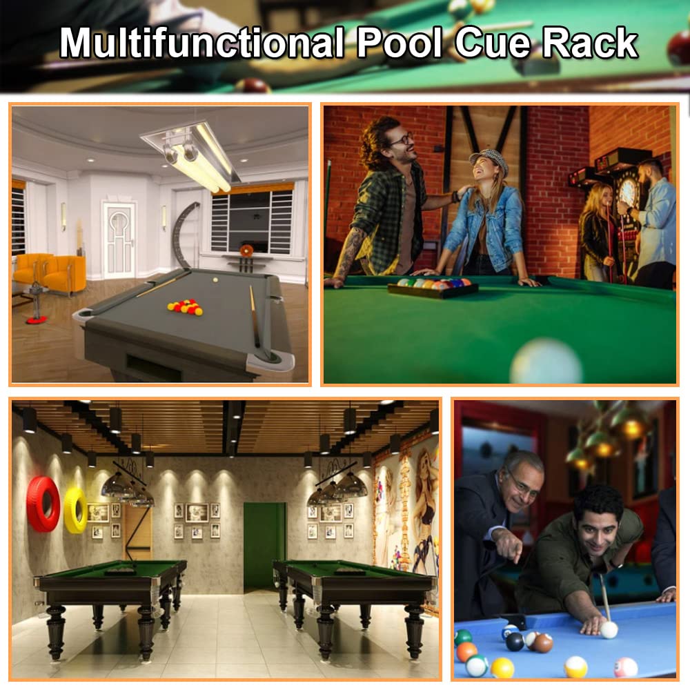 Billard Queue Halter Wandmontierter Billard-Queue-Wandhalter Holz Queue Halterung Gelb für 4 Billard-Queues mit Schrauben und Gummiteilchen Billard Wandhalterung (40 cm * 4 cm * 3,2 cm)