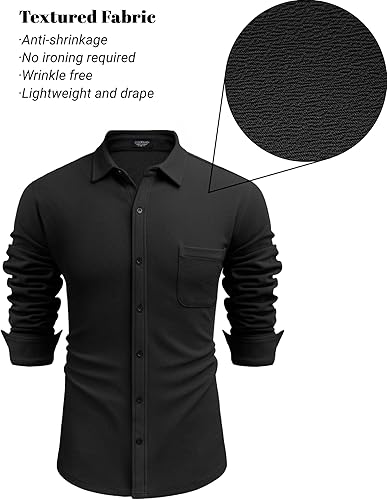 Miniatura 5 de COOFANDY Men's Lightweight Shirt Shacket Long Sleeve Textured Button Down Shirts Casual Jacket