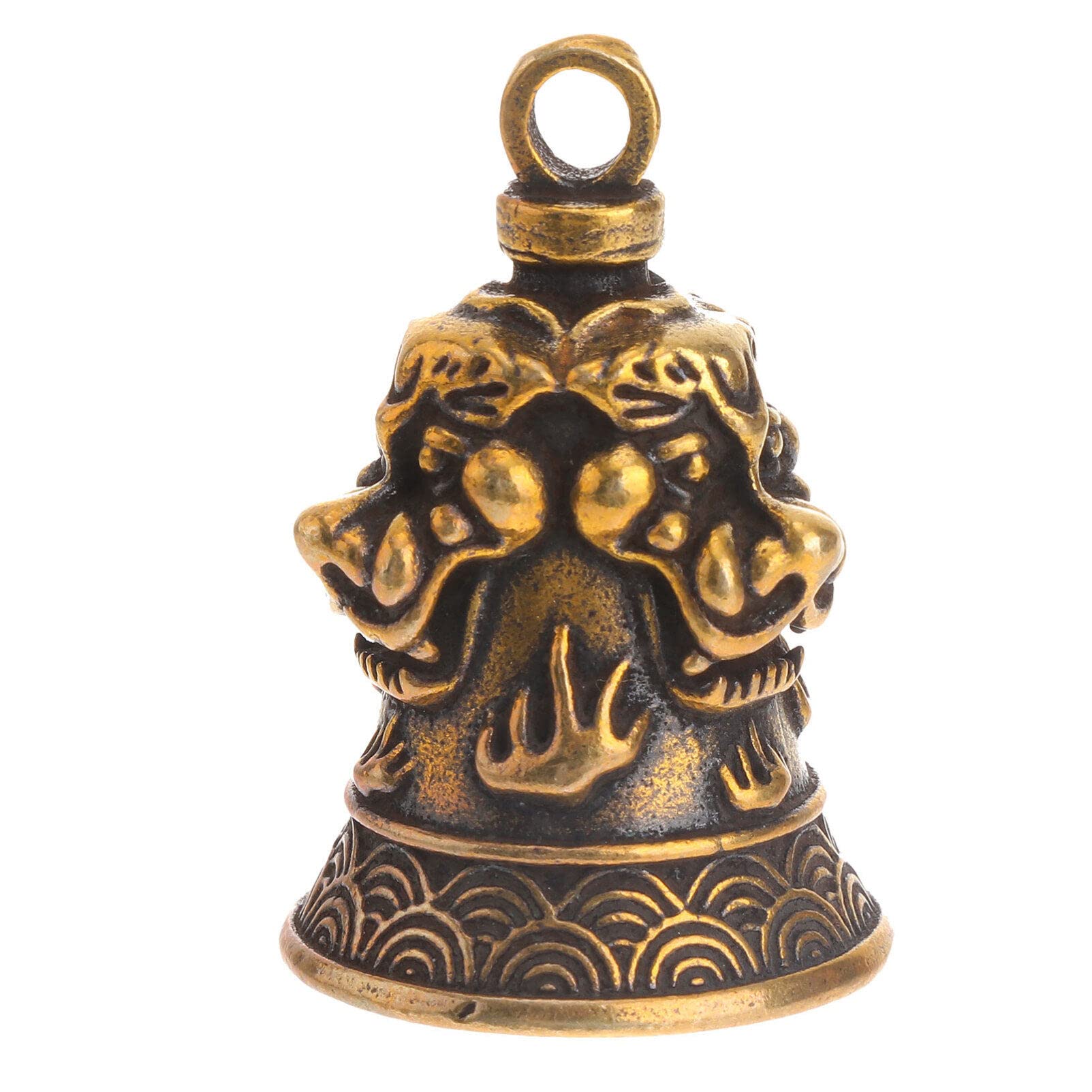 SUPVOX Campanilla De Bronce Retro Con Tres Leones, Llavero Decorativo Oriental Vintage, Adorno Para Navidad Y Fiestas, 1.38x0.98x0.98 Pulgadas, 0.71 Onzas