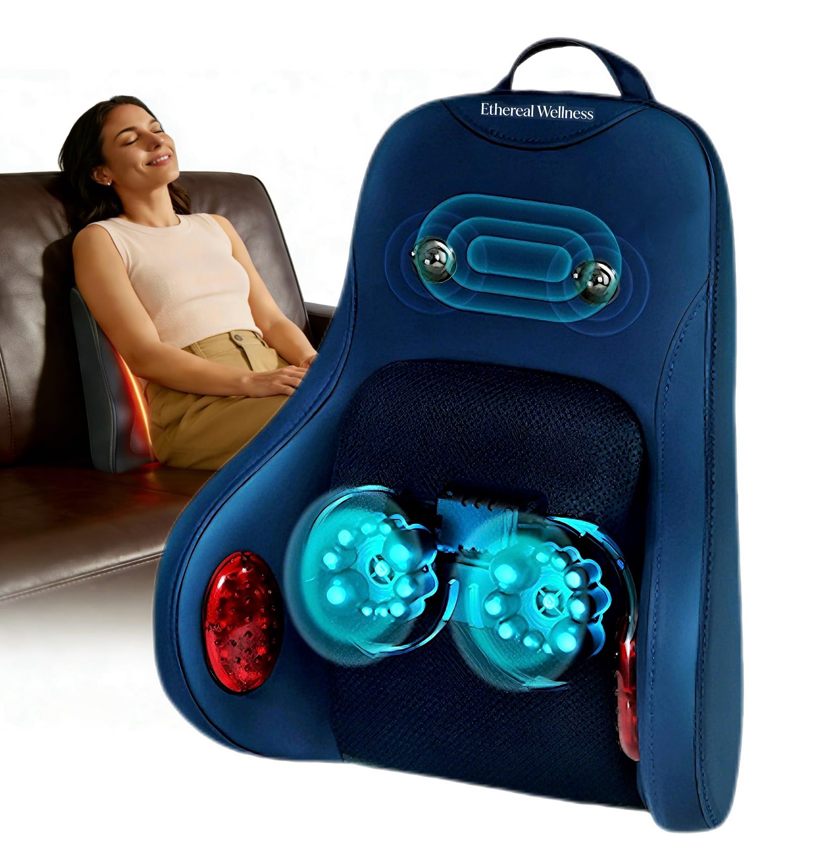 Shiatsu Neck and Back Massager with Heat, Deep Tissue Massage Cushion for Pain Relief, 20-Node Kneading, Vibration & Infrared Heating, Ergonomic Chair Back Massager for Home Office