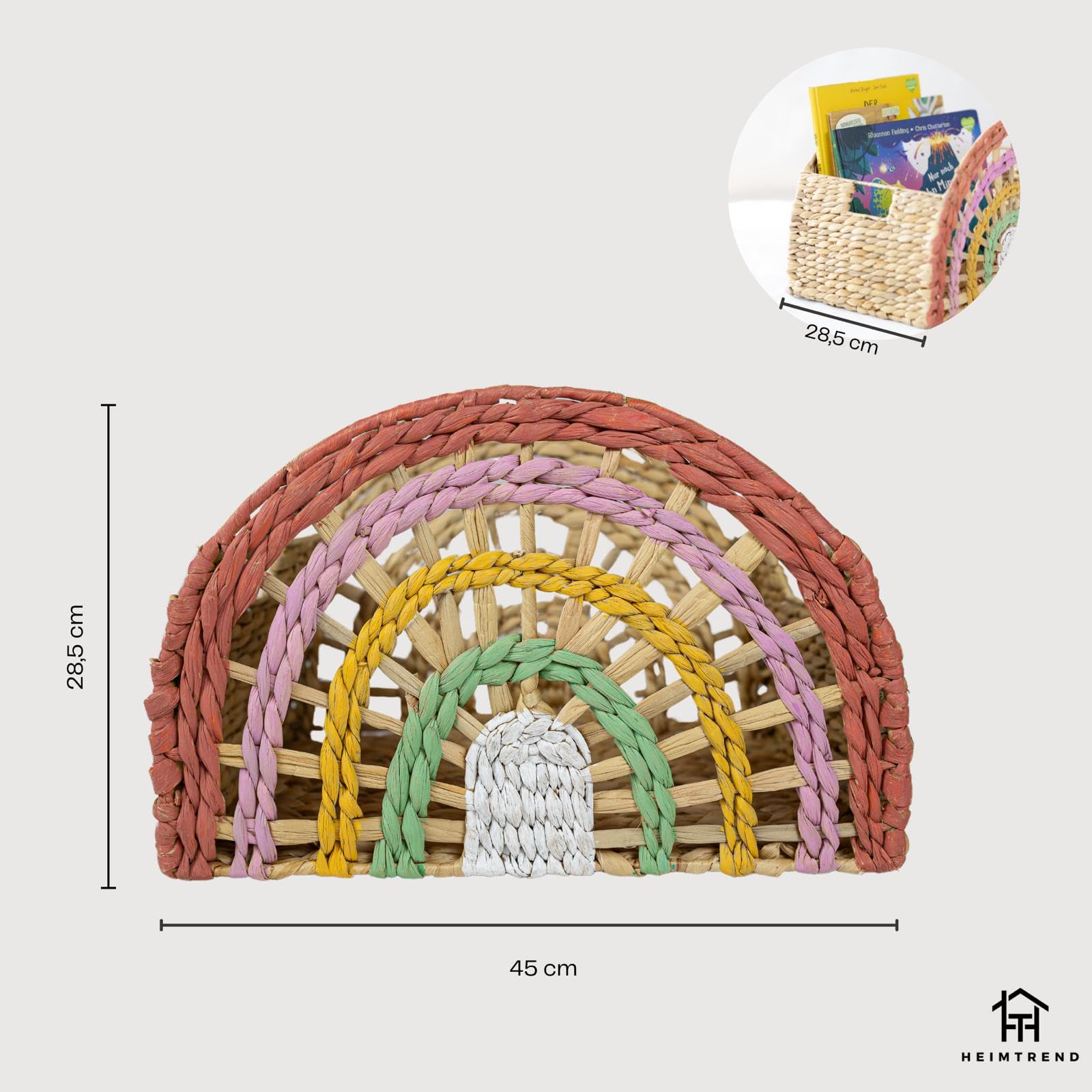 Cesto portaoggetti intrecciato, giacinto d'acqua, per soggiorno, cameretta dei bambini, camera da letto, giornali, libri, arcobaleno