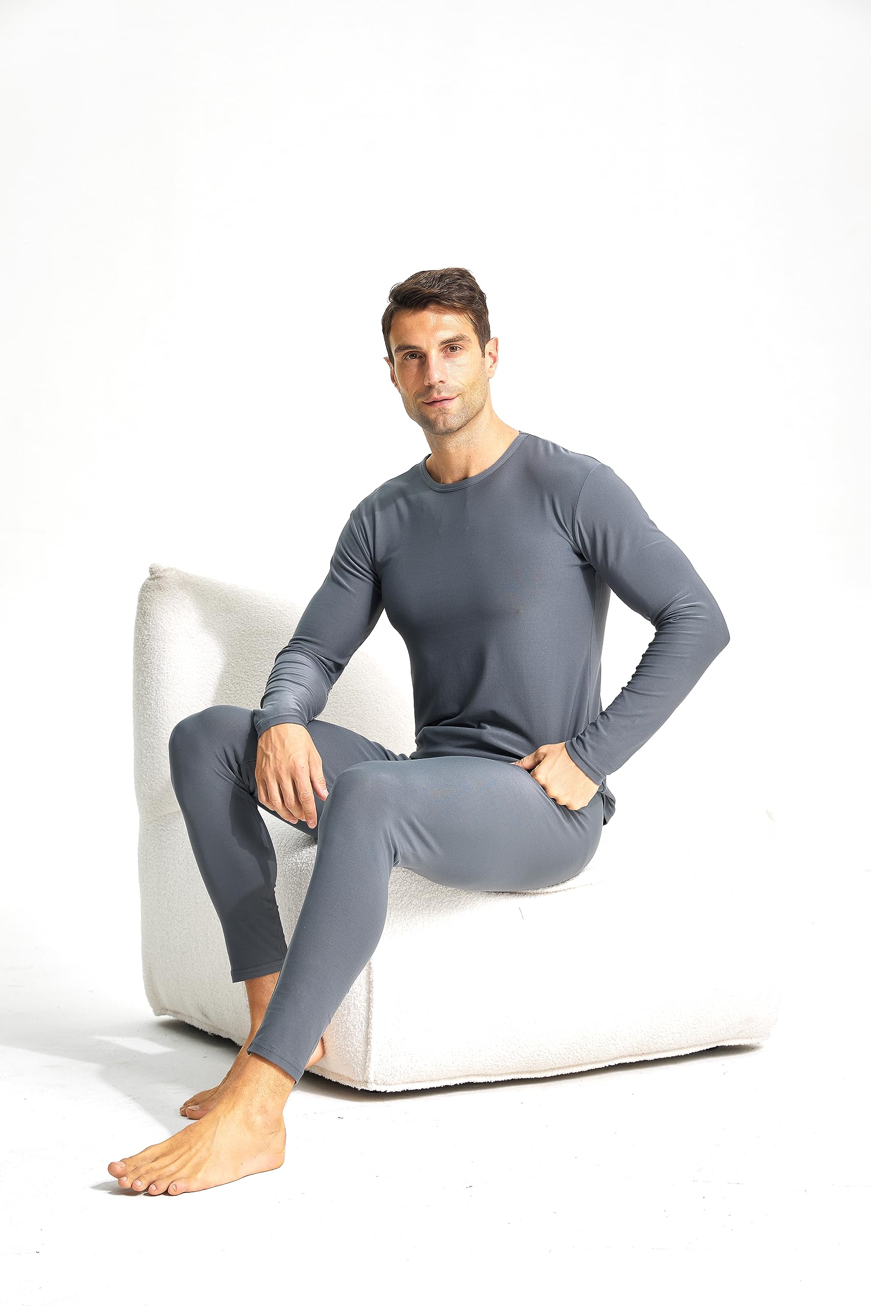 Confezione da 2 pantaloni intimi termici da uomo, pantaloni lunghi da uomo, pantaloni termici atletici ultra morbidi aderenti