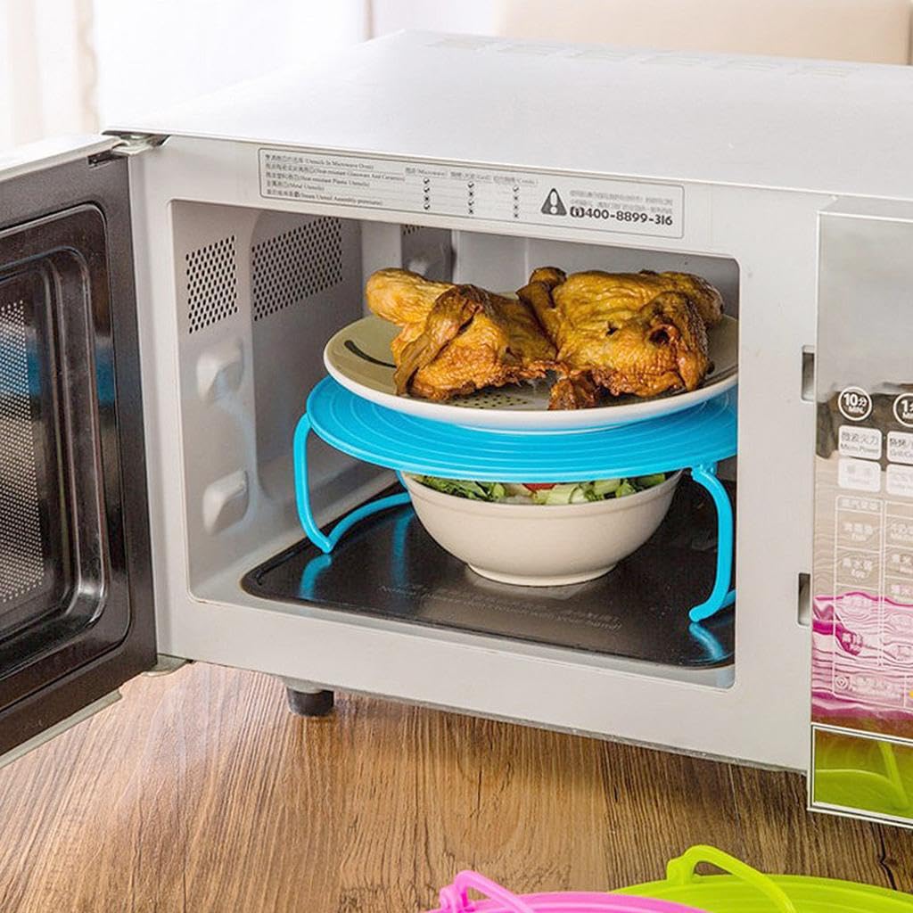 Twisaxc Double-Insulated Heating Tray Microwave Oven Heating Shelf Cooking Rack Multifunction Holder Space-Saving Innovation Multifunction Foldable Holder Microwave Oven Racks