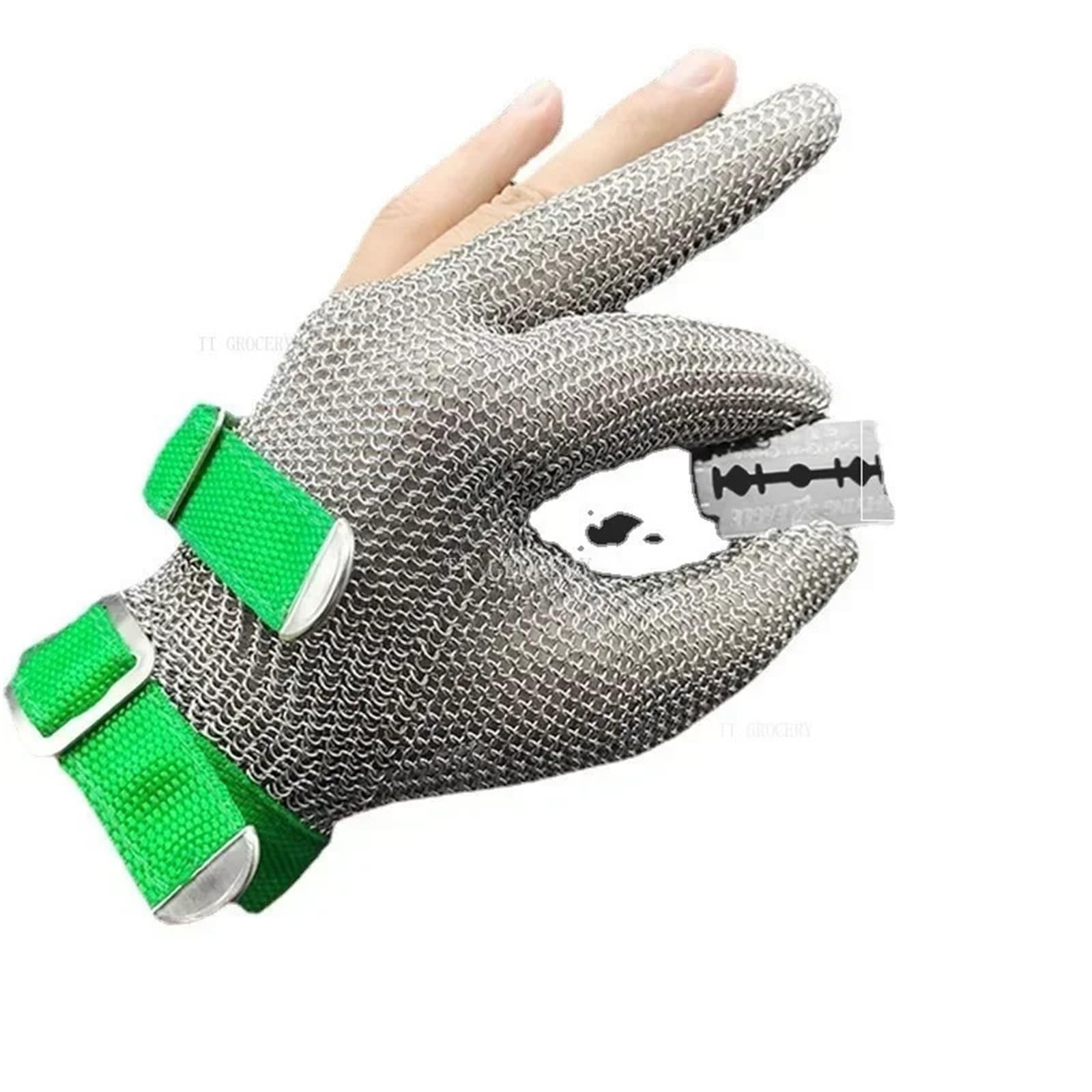 1PC Siatkowe rękawice rzeźnicze Ochrona rąk Rękawice robocze odporne na przekłucia Rękawice ochronne odporne na przecięcia Stal nierdzewna Metal Odporny na przebicie(L)