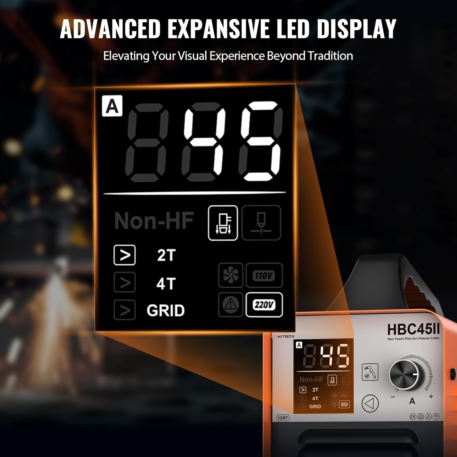 Paparan jarak dekat paparan LED luas yang canggih pada pemotong plasma HITBOX