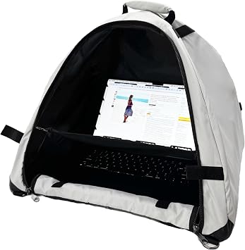 LAPTOP TENT - Portable Sun Shade & Water-Resistant Beach Bag for Outdoor Work | Heat & UV Reflective Fabric | Computer Privacy Hood & Glare Shield | Convertible Tote for Laptop, Towels, Drinks & More