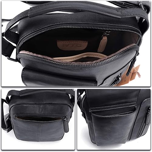 Miniatura 7 de Bolsas de mensajero de cuero para hombres Crossbody Bolsas de hombro Hombre Bolso Satchel Negro talla única