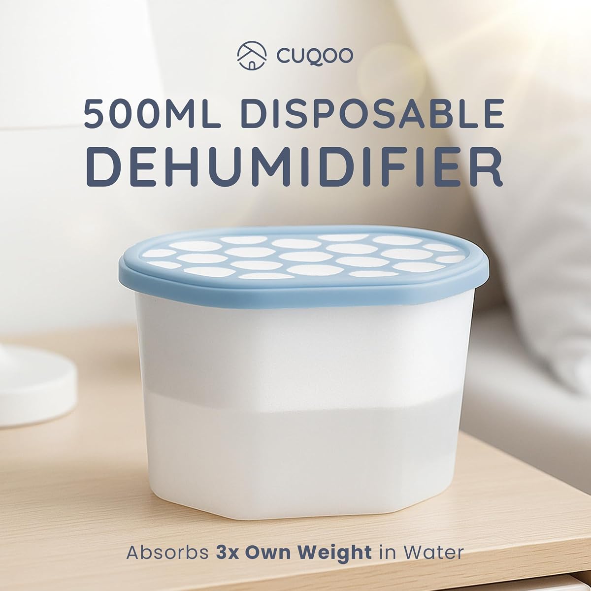 CUQOO Disposable Dehumidifier for Home 500ml, Pack of 10 Moisture Absorber Dehumidifiers for Damp, Mould, Kitchen, Wardrobe, Bedroom, Caravan, Office, Garage, Bathroom - Mini Condensation Absorbers Dehumidifier 10 Pack — view 2